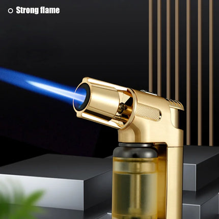 JOBON Inflatable Blue Flame Lighter Transparent Visual Large Capacity Gas Compartment Fixed Flame Lock Design Windproof