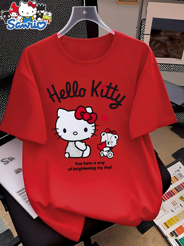 New Children's Summer T-shirt Featuring Sanrio Hello Kitty Design Made from 100% Pure Cotton. It Is Soft, Comfortable, Fashionable, and Trendy.