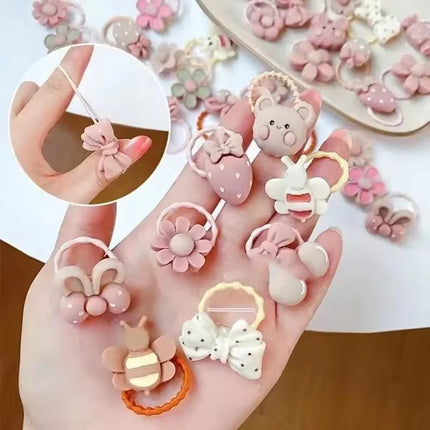 50PCS to 10PCS Lot Cute Cartoon Rabbit Hair Band Girls Elastic Hair bands Headwear Kids Hair Accessories Hairwear Mixed Style