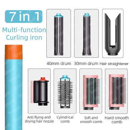 7-in-1 Multi-Function Hair Dryer & Styling Tool Curling Iron Hot Air Curling Brush Curling Barrel Professional Straightener