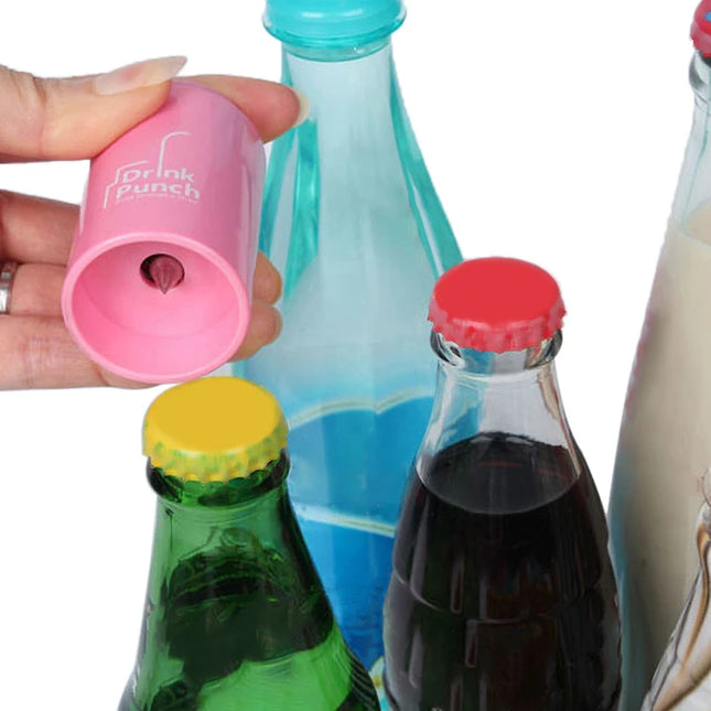 1pcs Mini Water Drill Bottle Opener Tools Drink Punch Bottle Cover Hole Punch Opener For Straw For Party Random Color