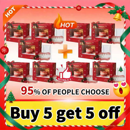 Natural Silicone Denture Kit - Full Set Upper Lower Fake Teeth, Instant Confident Smile Veneers for Men & Women Oral Care