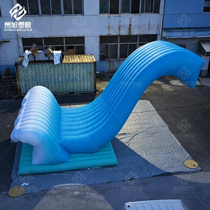 Giant Blue Inflatable Waterfall Slide Wave Design Custom Outdoor Water Park Amusement Inflatables for Kids