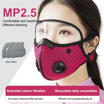 Men's Cycle-Ready Face Mask with Active Carbon Filters and Dust Goggles