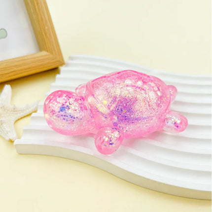 Squishy Turtle Fidget Toy Glitter Turtle Squeeze Toy Small Cute Animal Anti Stress Fidget Splat Decompressions Vent Squeeze Toy