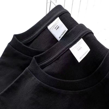 Men's and Women's T-shirts 300G Heavy Gray-purple Round Neck Short-sleeved T-shirts Women's Basic Pure Cotton Simple