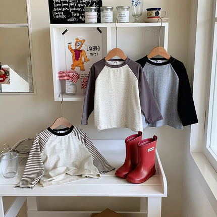 Kids' Striped Long-Sleeve T-Shirt Toddler Girl Loose Bottoming Shirt Boy Baby Casual Tops Fashion Children's Cotton Tees