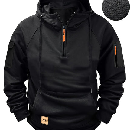 Autumn/Winter New Men's Hoodie Fashion Casual Sports Hoodie Retro Harajuku Long Sleeve Zipper Multi Pocket Loose Street Wear
