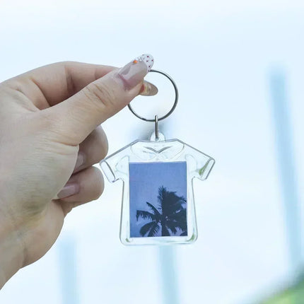 1/100pcs Blank Acrylic Picture Keychain DIY Clear Insert Photo Split Key Ring Frame Key Chains Anniversary Graduation Gift