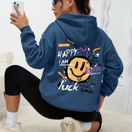 Interesting Graffiti Printing Women Hoodie Fashion Street Hoody Casual Versatile Sweatshirt Autumn Fleece S-Xxl Female Clothing
