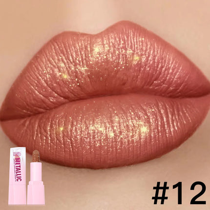 USHAS New Pearlescent & Matte Lipstick Long-Lasting Transfer-Proof Waterproof Non-Stick Cup Formula