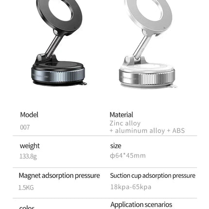 Strong Magnetic Phone Holder Foldable Design 360° Adjustable Vacuum Car Mount Live Streaming For Phone