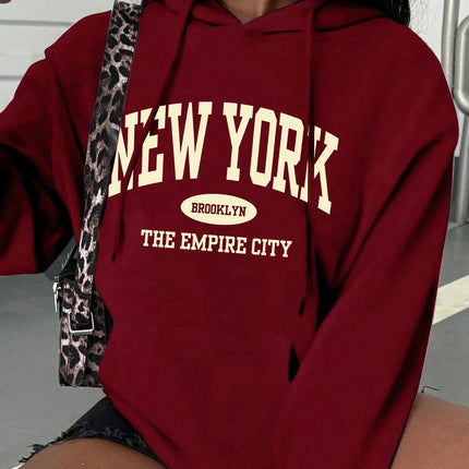 New York City Brooklyn Creative Letter Printed Female Hoodies Multicolor Loose Hoody Y2K Street Sportswear Fleece Hoodie Unisex