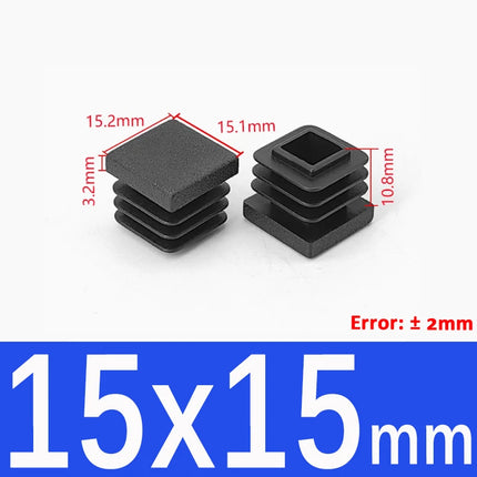 Black Plastic Square Oblong Pipe Plug 13x13mm~100x100mm Insert Table Chair Furniture Foot Cover Anti Slip Blanking End Cap