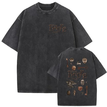 Washed Oversized T-shirt Melanie Martinez Heads Album Men Women Short Sleeve Harajuku Fashion Short Sleeve T-shirt Streetwear