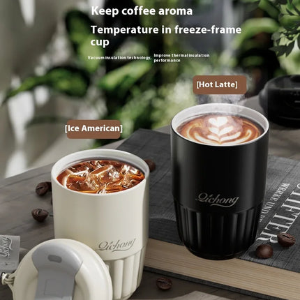 410ML Ceramic Liner Thermos Coffee Cup Travel Coffee Mug Vacuum Insulated Thermos For Coffee Thermal Cup Tumbler Christmas Gift