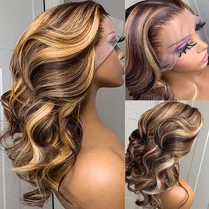 Highlight Transparent 13×4 13×6 Blond Body Wave Human Hair Wigs Pre Plucked Remy Brazilian Glueless Lace Frontal Wigs For Women