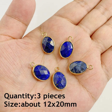 Blue Lapis Lazuli Pendant Gems Cross Hand Oval Shape Natural Stone Lapis Lazuli Charms for Jewelry Making Necklace DIY Bracelet