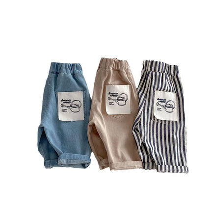 Spring Clothes Children's Pants Casual 0-5 Years Old Korean Soft Denim Children's Clothing Boys Fashion Striped Pants Infant