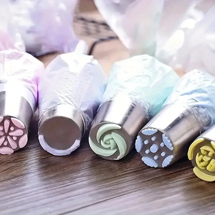 13PCS Russian Piping Tips Set Cake Decorating Kit- 7 Flower Nozzles,EVA Bag & Tools - for DIY Cake Puff Decoration Baking Tools