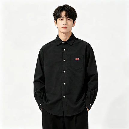 Korean Style Summer With Pocket Embroidery Button Down Tee high quality Men's Women Casual Long Sleeve Shirt Fashion couple Tops