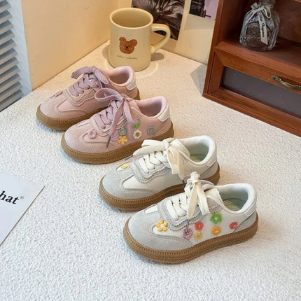 PU Leather Sport Shoes For Children Korean Style Teenager Kid's Sneakers Waterproof Outdoor Girl's Tennis Footwear Casual Shoes