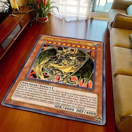 Yu-Gi-Oh Blue Eyes White Dragon Anime Non-slip Carpet Cartoon Floor Mat for Living Room Bedroom Decorative Area Rug Perfect Gift