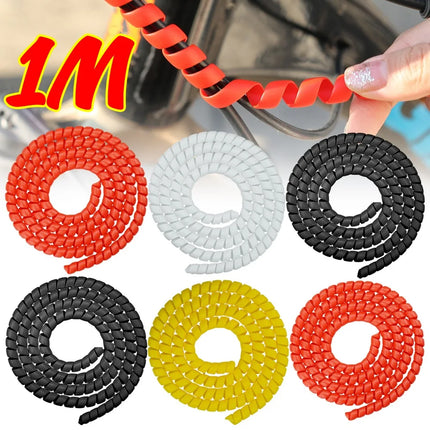 1M Spiral Cable Protector Wire Harness Tube Anti Wear Protective Sleeve for Motorcycle E-Bike Electric Scooter Line Organizer