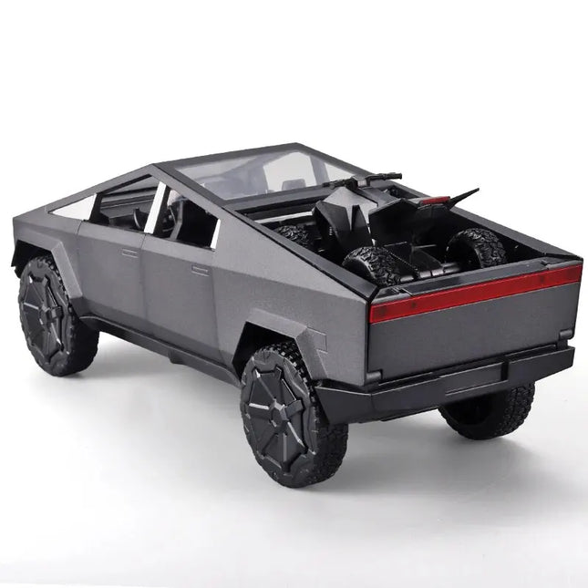 1:24 Cybertruck Model Silver Pickup Truck Diecast Metal Toy Cars with Sound and Light for Kids Age 3 Years