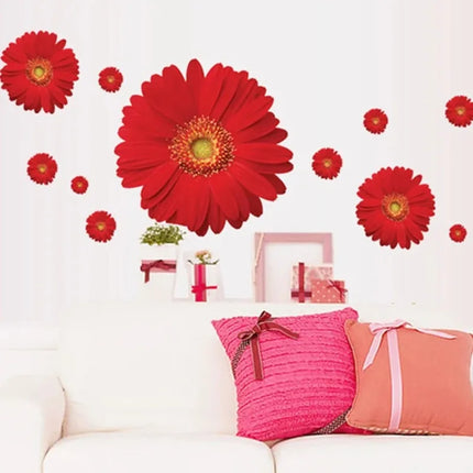 Daisy Flower Living Room Vinyl 3D Wall Stickers Window Decor Bedroom Wall Decals Sticker
