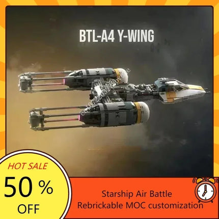 892PCS MOC Space Battle UCS BTL-A4 Y-Wing Gold Squadron Model Custom Puzzle Technology   DIY Creative Assemble Toys Gifts