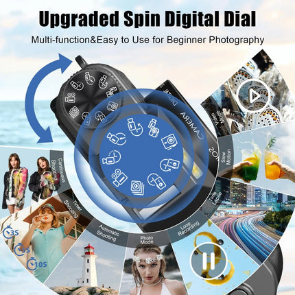 4K Digital Camera for Photography 16X Digital Zoom Vlogging Camera for YouTube 64MP WiFi Auto Focus Video Camera 3" Flip Screen