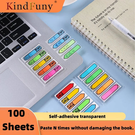 100 Sheets Strong Stickiness Memo Pad, Reusable Sticky Notes Bookmarks for School Office, N-Time Repositionable Stationery, Idea