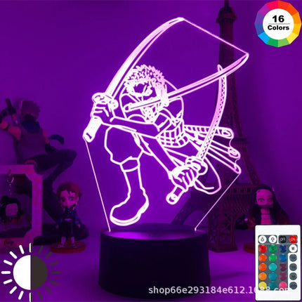 Anime One Piece Zoro Luffy Nami 3D LED Color Changing Night Lights Action Figure Toys Doll Usopp Sanji Chopper Hancock Xmas Gift