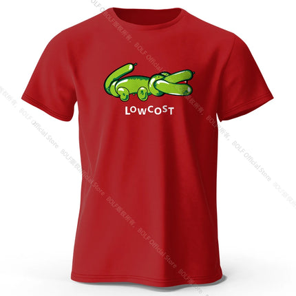 Men's Joke The Lowcost Printed T-Shirt 100% Cotton Oversized Funny Graphic Tees for Women Summer Tops Casual Streetwear