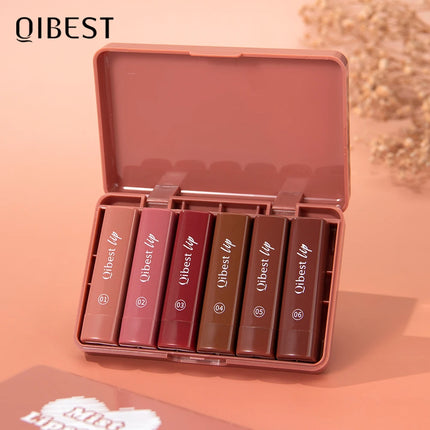 QIBEST Tapered Gradient Lip Liner Makeup Sets Matte Nude Brown Red Lipstick Waterproof Contouring Lipliner Lasting Makeup Kits