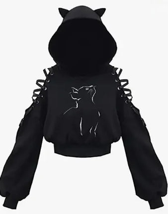 2021 Amazon European New Style Cute Cat Y-Back Sweatshirt Crew Neck China Made Other Patterned Hooded Sweatshirt For All Seasons