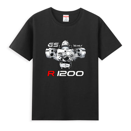Hot Sale Summer 100% Cotton Black BMW Boxer Engine Motorcycles  CT Shirt Men Short Sleeves Tee Hip Hop Streetwear T-shirt