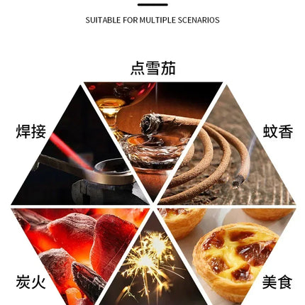 High Temperature Welding Gun Windproof Strong Red Flame Butane Gas Torch Lighter Safety Lock Fire Switch Kitchen Cigar Lighters