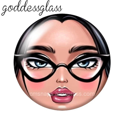 Matryoshka Doll Face Girl Sunglasses 12mm/18mm/20mm/25mm Round photo glass cabochon flat back Making findings Jewelry