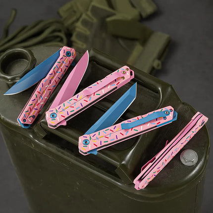 2026 new high-quality outdoor folding knife in pink is a multi-functional portable knife