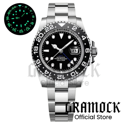 Black Purple GMT Automatic Men Watches 40mm SEA Mechanical Wristwatch Sapphire Glass Polished Strap Steel Diving NH34A Movement