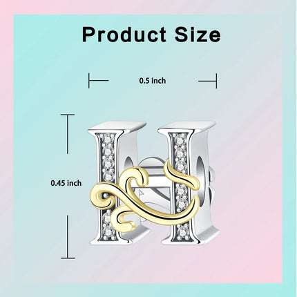 925 silver 26 letters retro fashion golden pendant fit original bracelet charm beads necklace Diy female jewelry