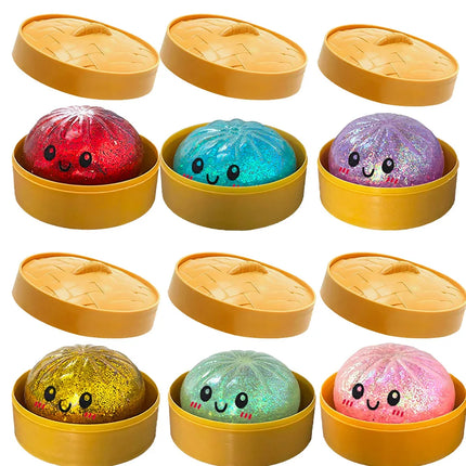 Glitter Dumpling Squishies with Box - Sensory Dumpling Pressure Toy for Stress Relief Fun Squishy Toys for Adults And Kids