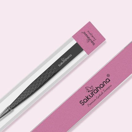 SAKURAHANA Professional Eyelash Tweezers Black Fiber Tip For Lash Extensions Mega Volume Mink Lashes Tool Makeup Artist Kit