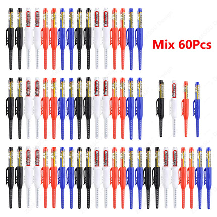 100-1Pcs 45mm Long Nib Head Carpenter Marker Pens White/Black/Blue/Red Hole Marker Pen for Measuring Woodworking Hand Tools