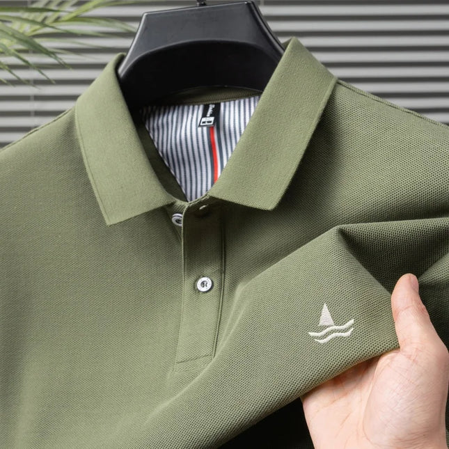 Luxury brand 100% cotton short sleeve polo shirt men's fashion sailboat embroidered T-shirt summer comfort breathable casual top