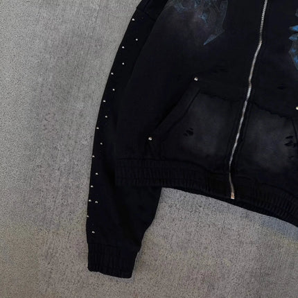 2026 New Personalized Rhinestone Hoodie Retro Street Fashion Long Sleeve Pullover Loose Versatile Casual Outerwear