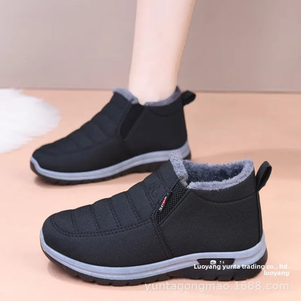 Winter New Fleece Lined Anti-slip Soft Bottom Women's Short Boots Thick Warm Cotton Shoes round Toe Casual Style Comfortable