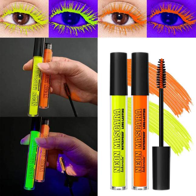Color Mascara Thick Curl Waterproof Natural Eyelash Long Lasting Blue White Green Pink Luminousk Eye Makeup Korean Cosmetics